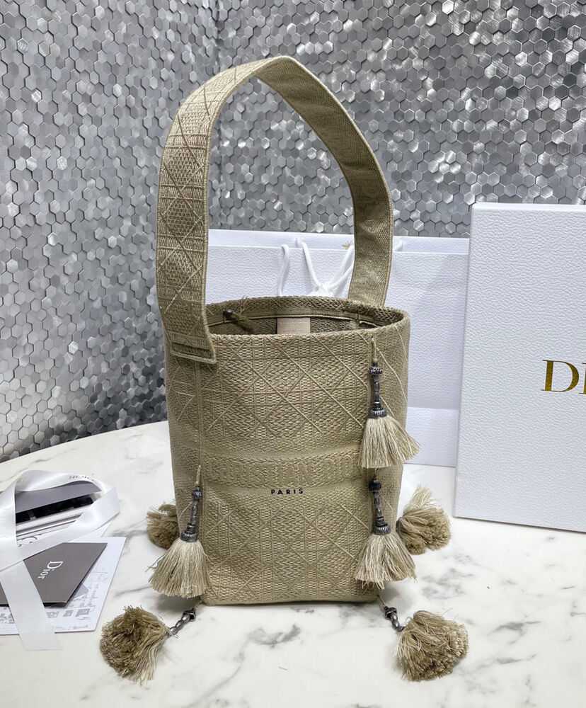 Christian Dior D Bubble Bucket Bag Apricot